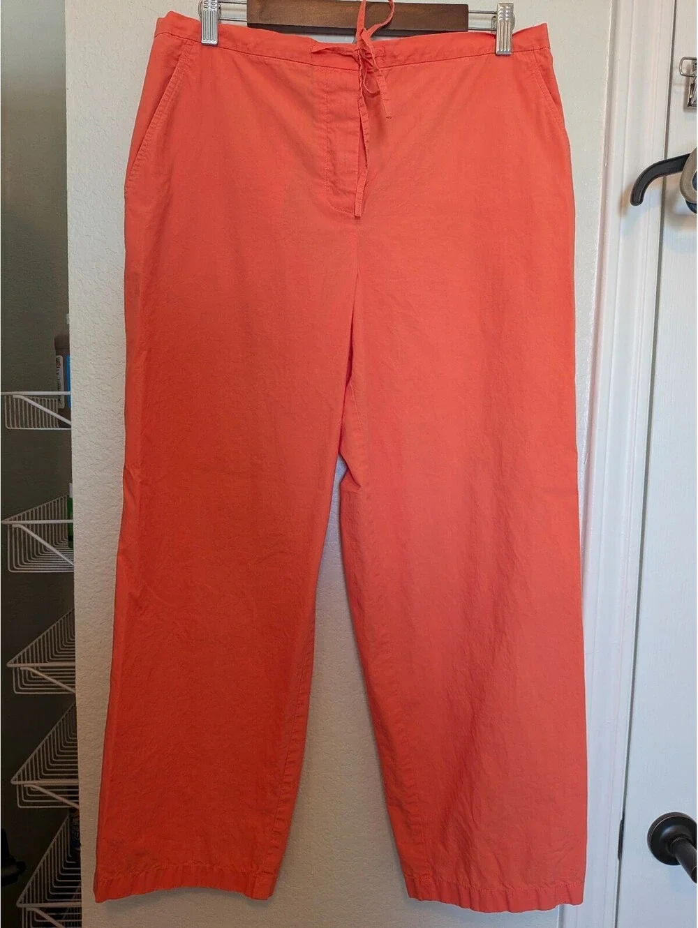 Ann Taylor LOFT Women's Coral Cropped Cotton Pants Size 12 with Drawstring Waist